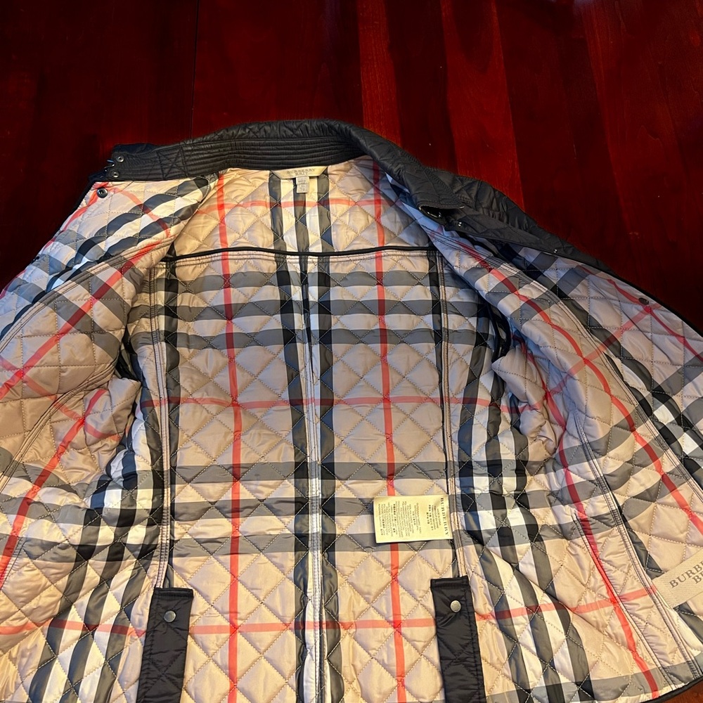 Burberry Black and White Striped Quilted Jacket